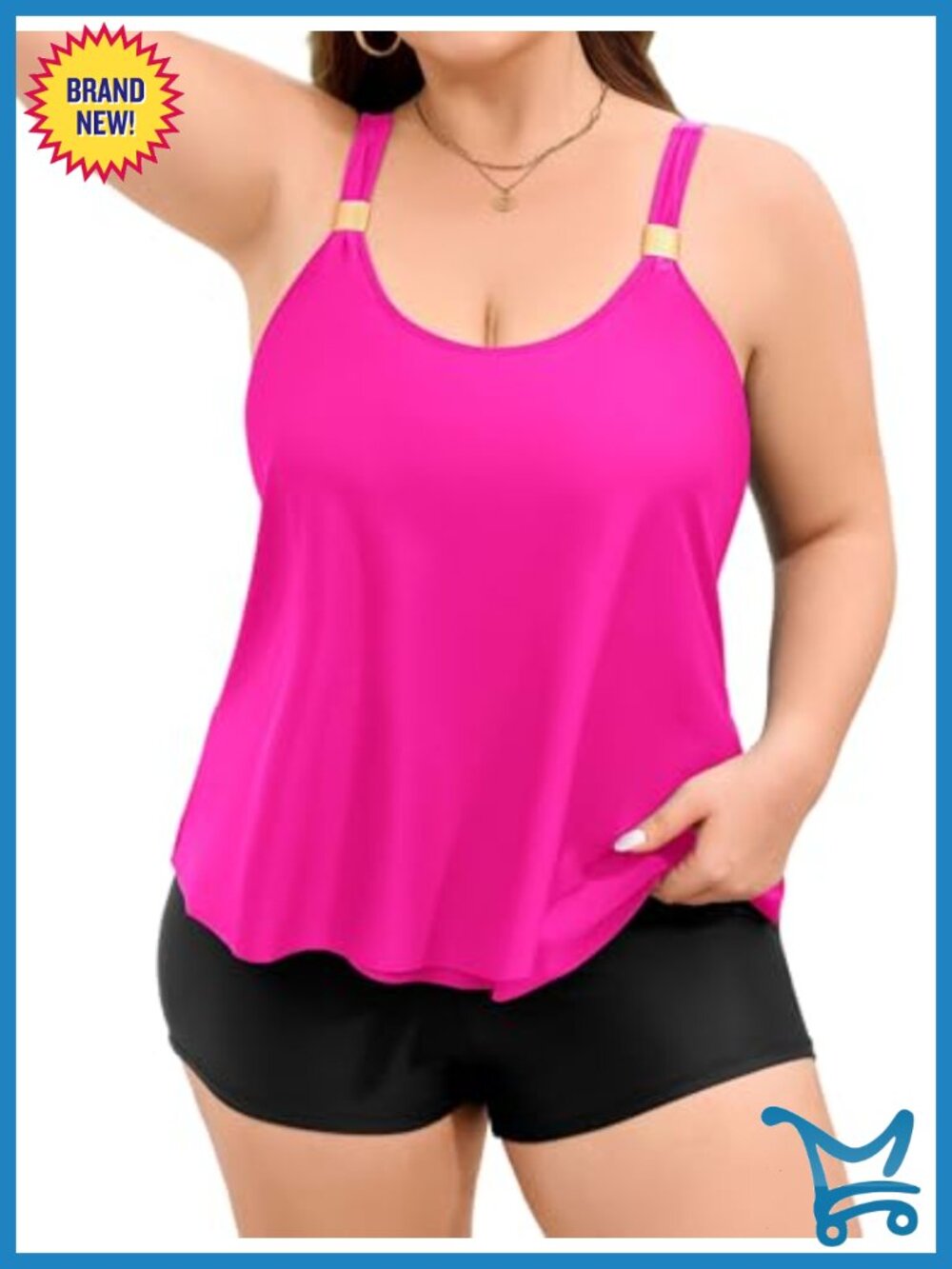 Plus Size Tankini Set 2 Piece Bathing Suit Ruffle Top Boyshorts